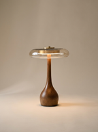 Oak table lamp, on