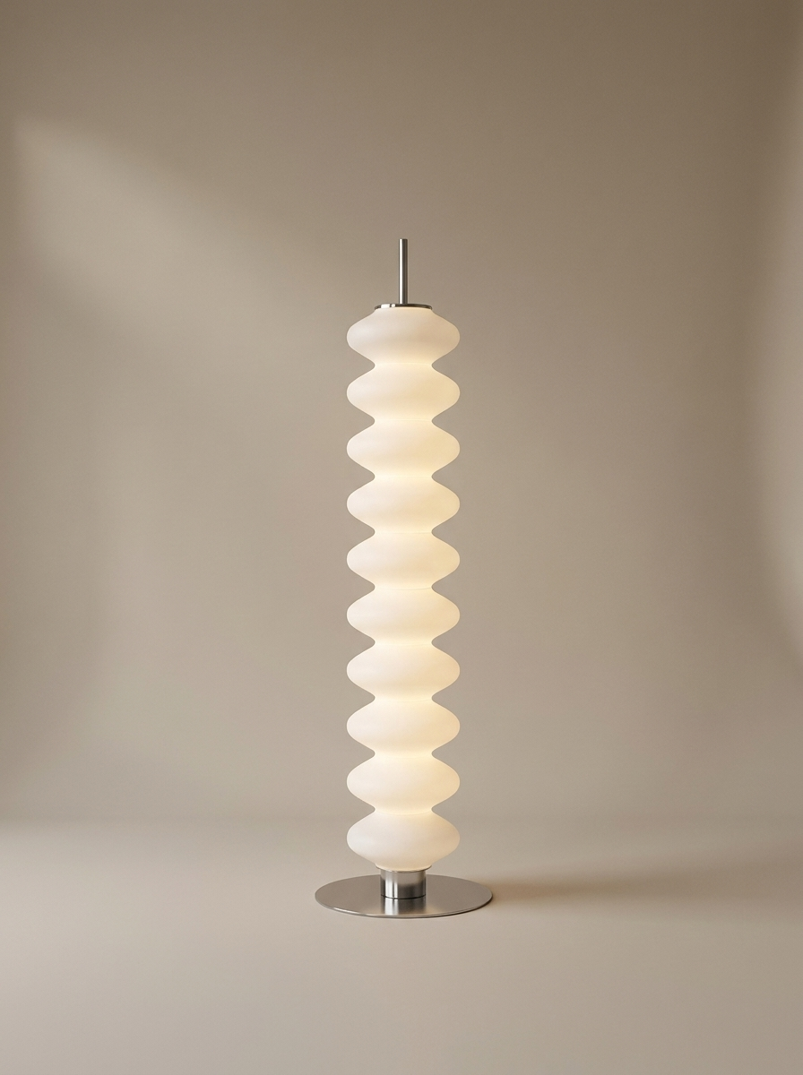 Reed floor lamp, on