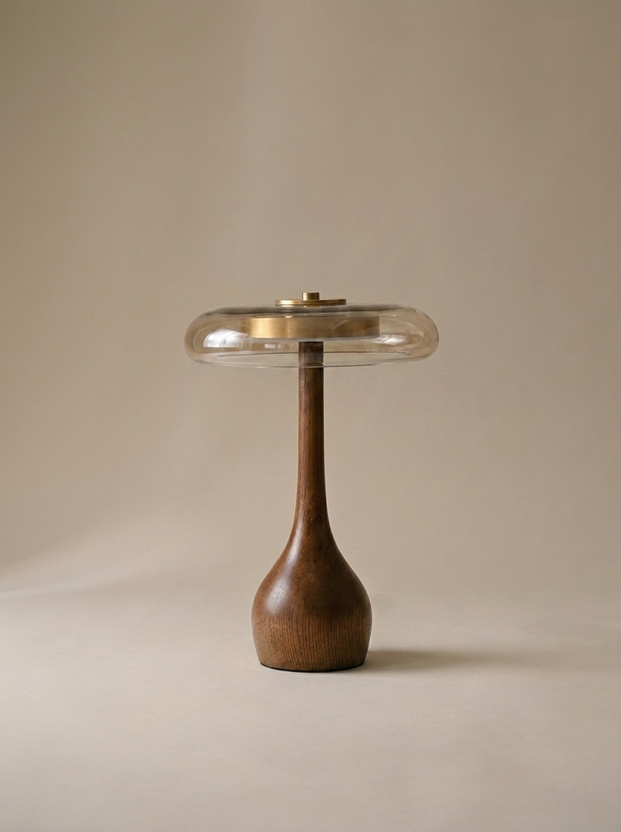 Oak table lamp, off