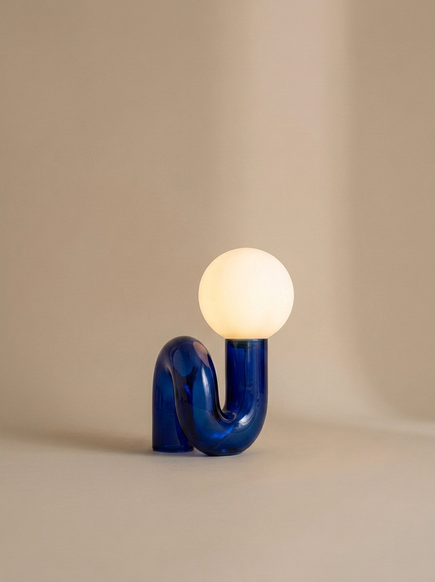 Mist table lamp in Blue glass