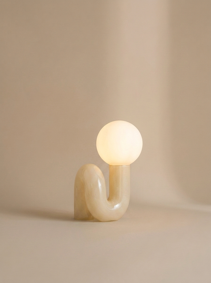 Mist table lamp in Ivory glass