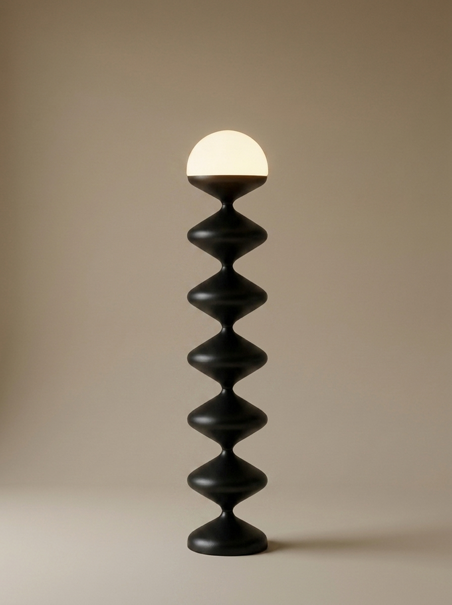 Gourd floor lamp in Black acrylic